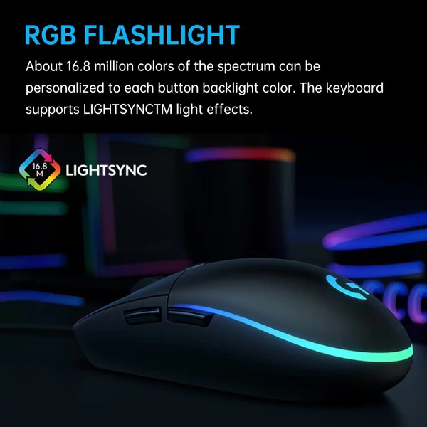 Logitech G102 RGB játékegér 8000 DPI vezetékes optikai Logitech G HUB szoftver támogatás - Fekete