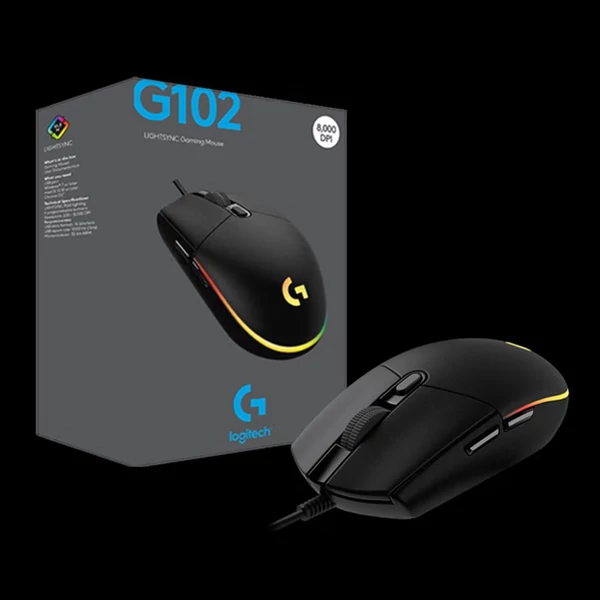 Logitech G102 RGB játékegér 8000 DPI vezetékes optikai Logitech G HUB szoftver támogatás - Fekete