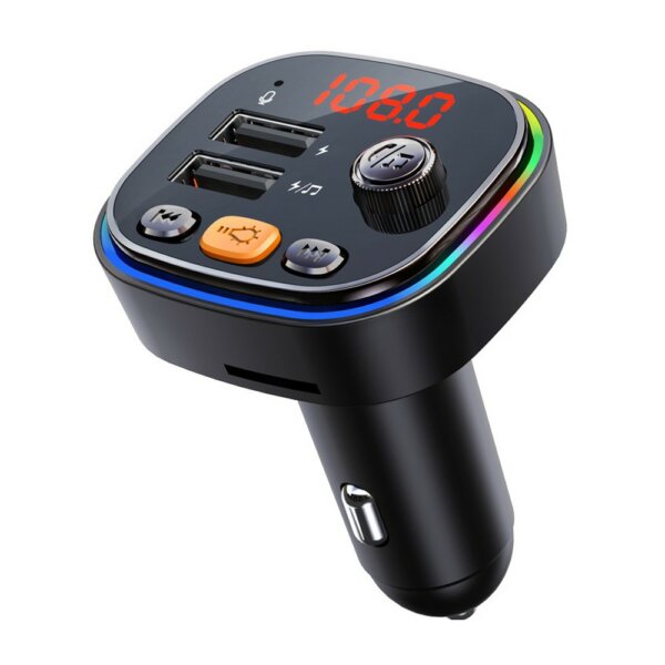 C20 FM adó Kettős USB autós audiolejátszó BT MP3 lejátszó színes fényekkel vezetési kihangosító hívástartozék - Fekete