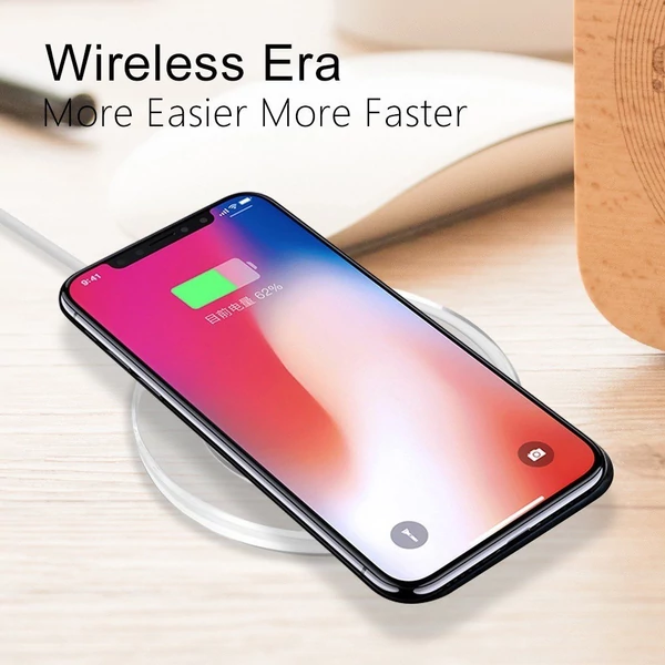 Ultravékony QI vezeték nélküli gyorstöltés iPhone-hoz és minden szabványos QI okostelefonhoz - Fekete