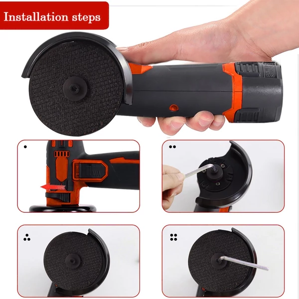 12V akkus kefés sarokcsiszoló készlet, köszörűtárcsa 76mm - Piros