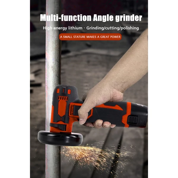 12V akkus kefés sarokcsiszoló készlet, köszörűtárcsa 76mm - Piros