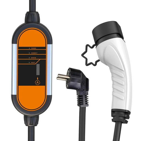 Hordozható elektromos töltő, Type2 IEC62196-2 8A-16A 5M kábel, elektromos járműtöltő EU dugaszolható elektromos töltőállomás adapter