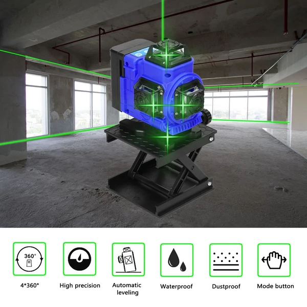 Többfunkciós, 16 soros lézeres 3°-os önszintező funkció, többirányú földfalmatrica - Fekete