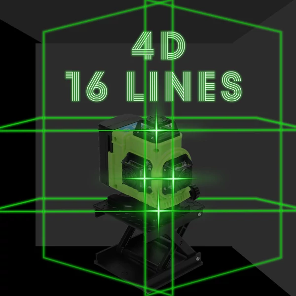 Többfunkciós, 16 soros lézeres 3°-os önszintező funkció, többirányú földfalmatrica - Fekete