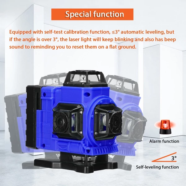 Többfunkciós, 16 soros lézeres 3°-os önszintező funkció, többirányú földfalmatrica - Kék