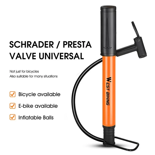 WEST BIKING 90PSI Hordozható e-Bike, kosárlabda, gumiabroncs pumpa - Narancs