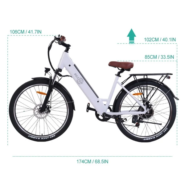 BEZIOR M3 elektromos kerékpár 26 hüvelykes, 500 W teljesítmény rásegítéssel ingázáshoz, bevásárláshoz, utazáshoz - Fekete