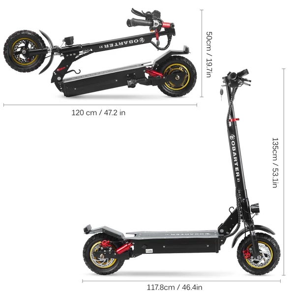 OBARTER X1 összecsukható elektromos robogó 48V 1000W 21AH akkumulátor Max sebesség 45km/h