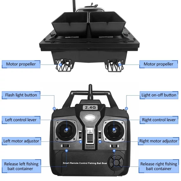 Intelligens RC horgász csali csónak vezeték nélküli horgász etető