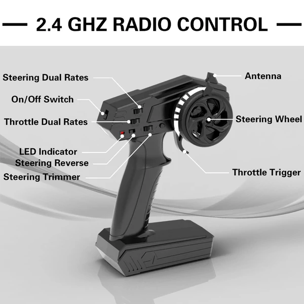 2,4 GHz-es, 30 km/h-s távirányítós csónakjáték Alacsony akkumulátor-riasztó - Zöld, 2 akkumulátor