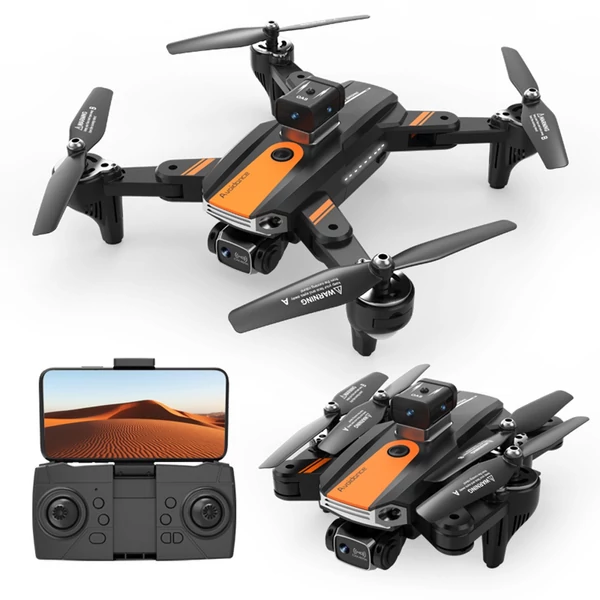 S8 5G WIFI FPV távirányítós drón kettős kamera 4K optikai áramlási pozicionáló akadályelkerülő tárolótáskával - Fekete, 1 akkumulátorral