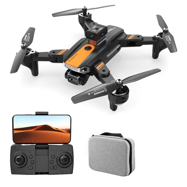 S8 5G WIFI FPV távirányítós drón kettős kamera 4K optikai áramlási pozicionáló akadályelkerülő tárolótáskával - Fekete, 1 akkumulátorral