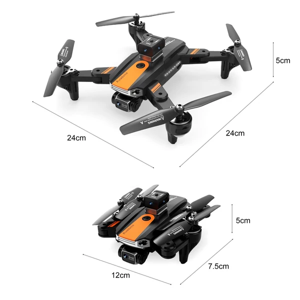 S8 5G WIFI FPV távirányítós drón kettős kamera 4K optikai áramlási pozicionáló akadályelkerülő tárolótáskával - Fekete, 2 akkumulátorral