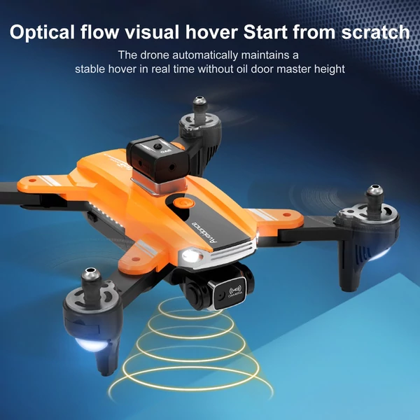 S8 5G WIFI FPV távirányítós drón kettős kamera 4K optikai áramlási pozicionáló akadályelkerülő tárolótáskával - Narancs, 2 akkumulátorral