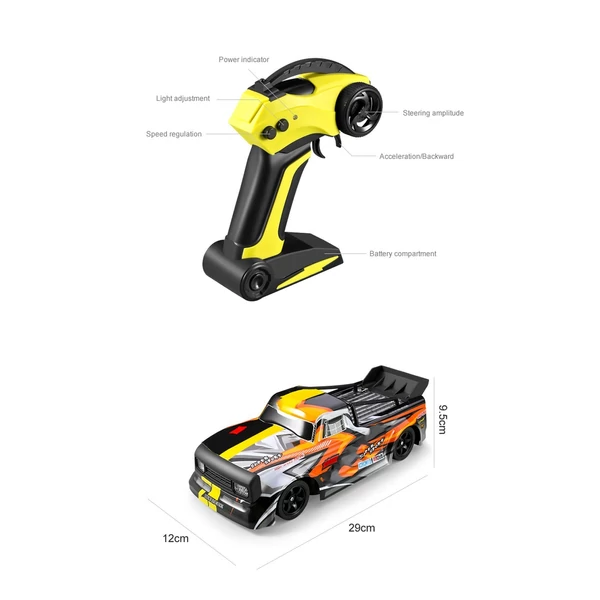 2,4 GHz-es 4WD 30 km/h távirányítós versenyautó - Narancs, 1 akkumulátor