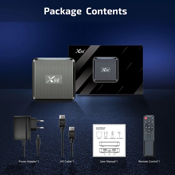 X98Q Set-top Box négymagos ARM Cortex A35 2.4G/5G wifi kábeles távirányítóval - 2+16GB