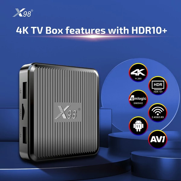 X98Q Set-top Box négymagos ARM Cortex A35 2.4G/5G wifi kábeles távirányítóval - 2+16GB