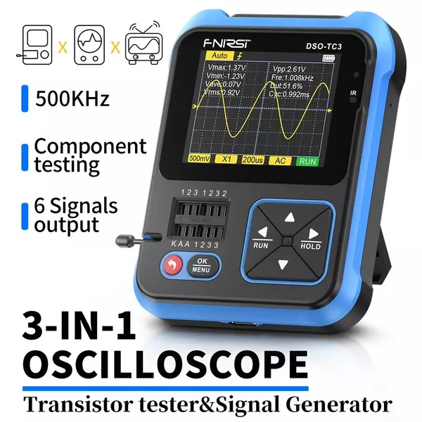 3 az 1-ben digitális oszcilloszkóp tranzisztor tesztelő funkció jelgenerátor 2,4 hüvelykes TFT kijelzővel (standard konfiguráció)