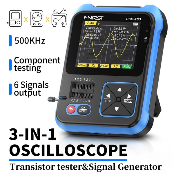 3 az 1-ben digitális oszcilloszkóp tranzisztor tesztelő funkció jelgenerátor 2,4 hüvelykes TFT kijelzővel (bővített konfiguráció)