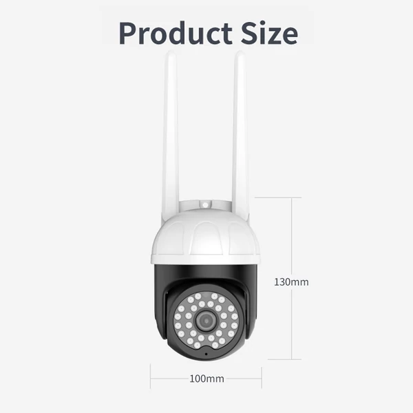 1080P Pan Tilt kültéri biztonsági kamera Biztonsági kamera kültéri 2 MP WiFi CCTV színes éjszakai látással, 2 utas hanggal, mozgásérzékeléssel, távoli hozzáféréssel, IP66 időjárásálló