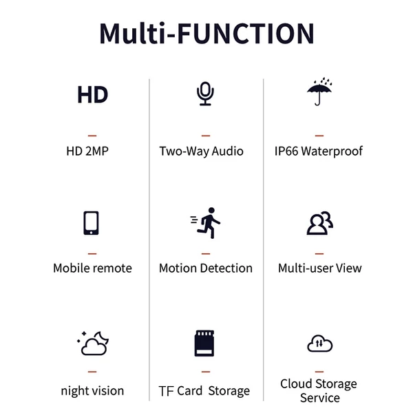 1080P Pan Tilt kültéri biztonsági kamera Biztonsági kamera kültéri 2 MP WiFi CCTV színes éjszakai látással, 2 utas hanggal, mozgásérzékeléssel, távoli hozzáféréssel, IP66 időjárásálló