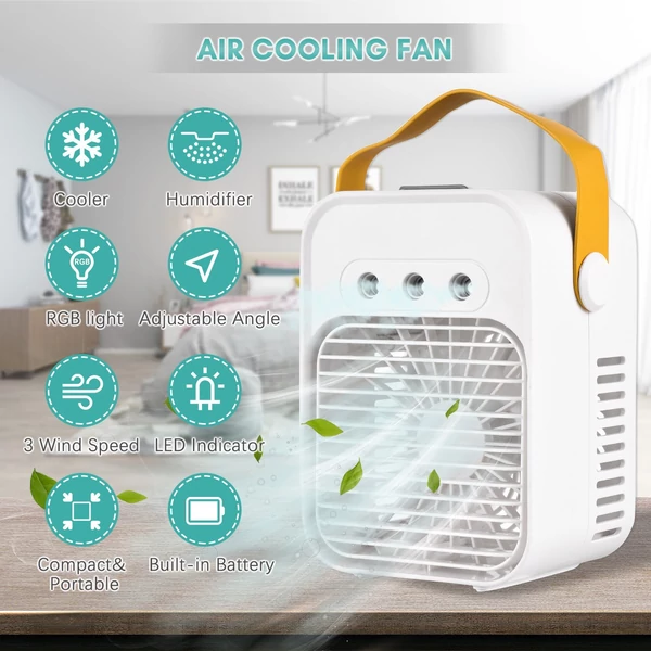 Hordozható léghűtő ventilátor asztali párásító