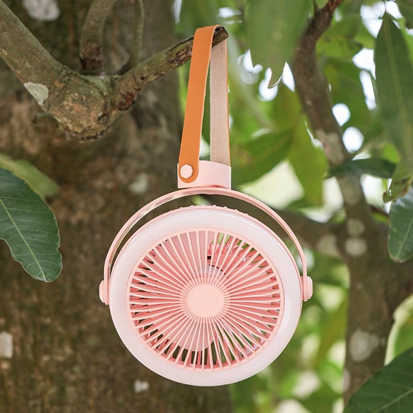 Újratölthető akkumulátoros kemping ventilátor és hordozható USB LED lámpa akasztható vagy asztali használatra, 2400mah - Hurrikán bézs
