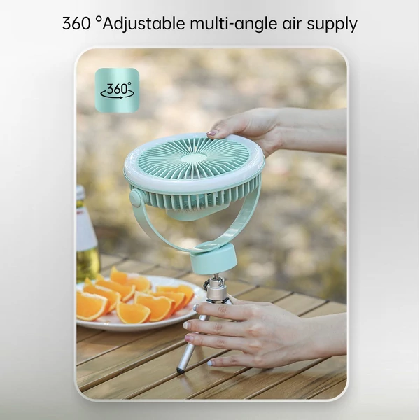 Újratölthető akkumulátoros kemping ventilátor és hordozható USB LED lámpa akasztható vagy asztali használatra, 2400mah - Hurrikán bézs