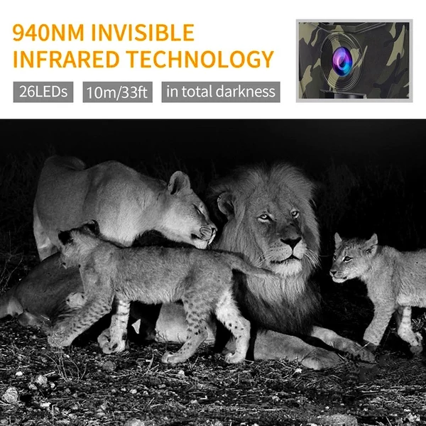 1080P 12MP digitális vízálló vadász követő kamera