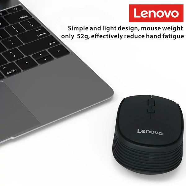 Lenovo M202 2,4 GHz-es vezeték nélküli egér, 4 gombos Némítás Ergonomikus kialakítás 3 állítható DPI-vel - Fekete