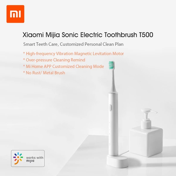 Xiaomi Mijia Sonic elektromos fogkefe T500 USB vezeték nélküli töltés - Fehér