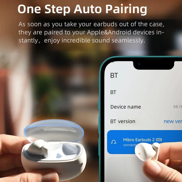 Mibro earbuds2 vezetéknélküli fülhallgató BT5.3 Intelligens zajcsökkentő sztereó HD hívás iOS Android rendszerrel - Fehér