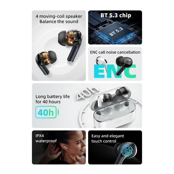 Mibro Earbuds M1 BT 5.3 vezetéknélküli fülhallgató - Fehér