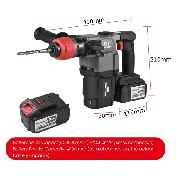 NANWEI 21V vezeték nélküli elektromos ipari lítium kalapács 4.0Ah - 2 akkumulátor
