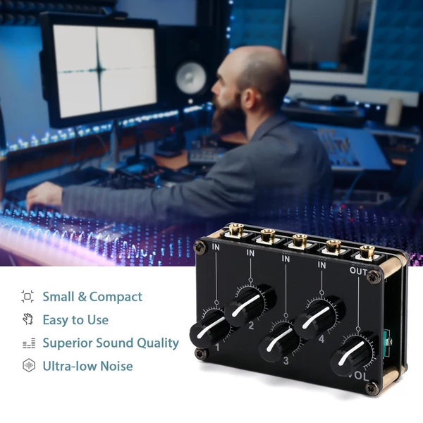 4 az 1-ben kimenet passzív keverőmodul mini sztereó 4 audio bemenet 1 kimenetig Ultra kompakt alacsony zaj - Típus 1