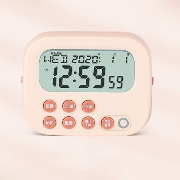 Digitális konyhai időzítő riasztó LCD képernyővel, memóriával, előre beállított idővel, 999 napos visszaszámlálás, 3 riasztástípus - Pink