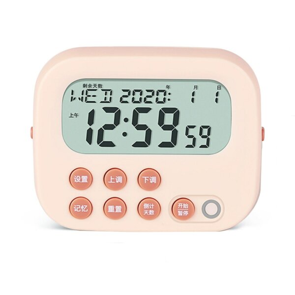 Digitális konyhai időzítő riasztó LCD képernyővel, memóriával, előre beállított idővel, 999 napos visszaszámlálás, 3 riasztástípus - Pink