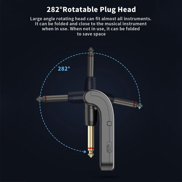 WS-1 2,4 GHz vezeték nélküli gitárrendszer újratölthető audio adó és vevő - Fekete