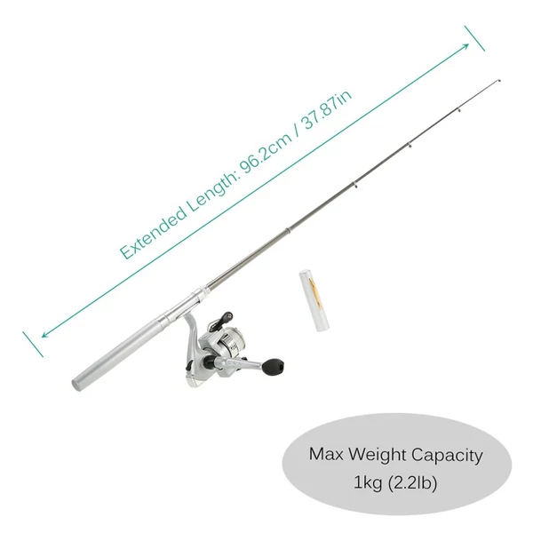 Toll méretű horgászbot rozsdamentes acél orsóval, 96,2 cm - Ezüst