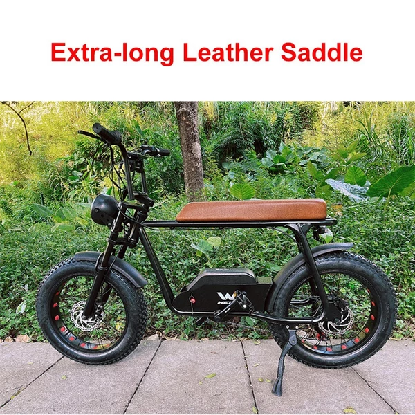 WELKIN WKEM003 20*4,0 hüvelykes vastag gumiabroncsok Retro 1200W motoros elektromos kerékpár - Fekete