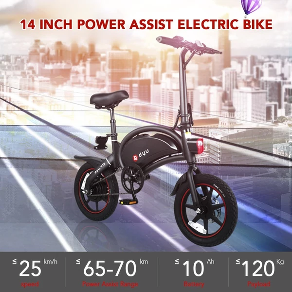 DYU D3+ összecsukható moped elektromos kerékpár - Fekete