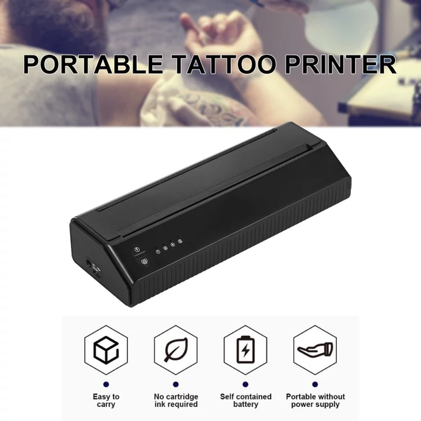 Vezeték nélküli BT+USB hordozható tetoválás transzfer 203DPI - Fekete