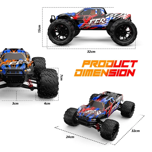 9501E 1/16 2,4 GHz 40 km/h távirányítós 4WD mászóautó - Piros, 1 akkumulátor