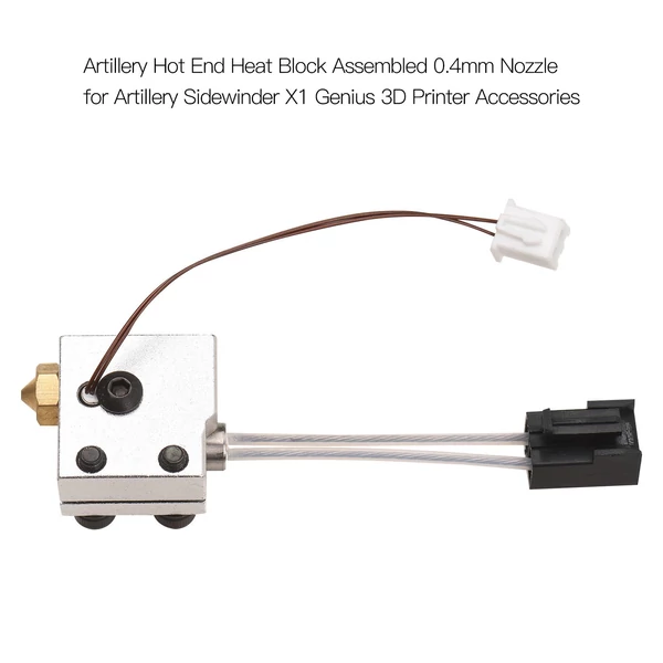 Artillery Hot End Heat Block összeszerelt 0,4 mm-es fúvóka Artillery Sidewinder X1 Genius 3D nyomtatóhoz