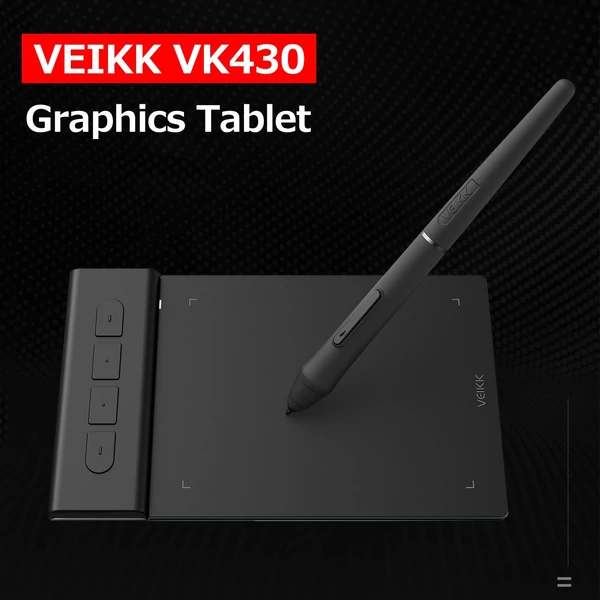 VEIKK VK430 grafikus digitális rajztábla 8192 szint nyomásérzékenységgel, 5080LPI felbontással, 4 gyorsbillentyűvel