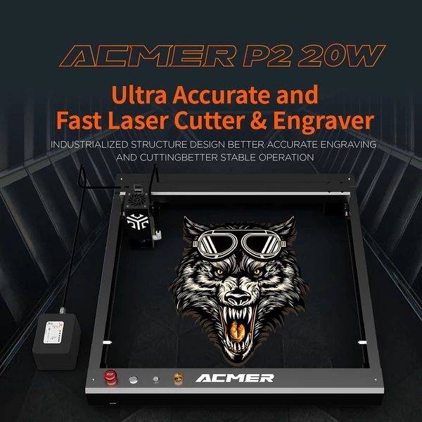 ACMER P2 22W-os lézergravírozó automata levegő-rásegítő rendszerrel