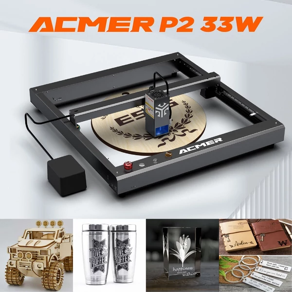 ACMER P2 33 W-os lézergravírozó automata levegő-rásegítő rendszerrel