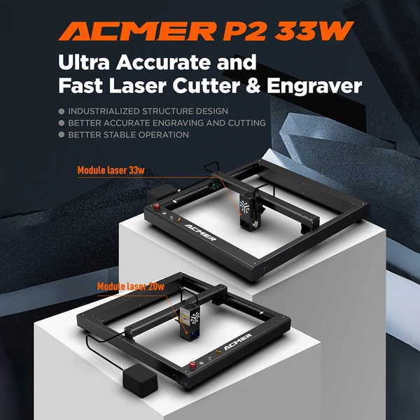 ACMER P2 33 W-os lézergravírozó automata levegő-rásegítő rendszerrel