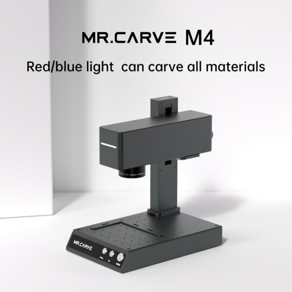 MR.CARVE M4 jelölőgép lézergravírozó 2W infravörös lézermodul és 5W kék fényű lézermodul 70x70mm-es faragó terület forgóhengerrel